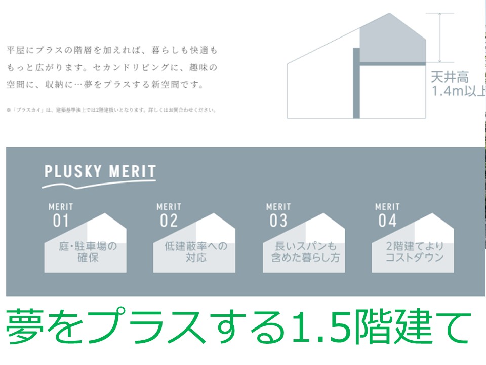 平屋＋α・・夢をプラスする1.5階建て♪