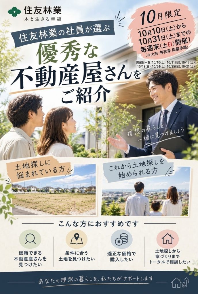 【10月限定開催】住友林業が優秀な不動産屋をご紹介します！！